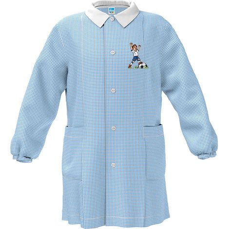Grembiule Asilo Bambino con Bottoni Centrali e Ricamo Pallone Azzurro 7A