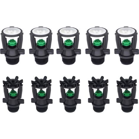 Lntyq Lot de 10 arroseurs de jardin à filetage mâle, rotation automatique à 360 °, buse d'arrosage pour pelouse, serre, légumes et cultures (1/5)