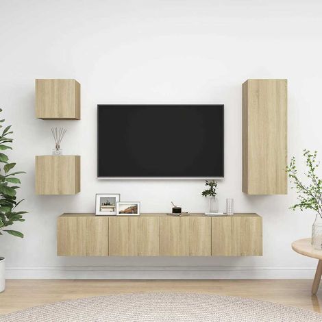 vidaXL Set muebles de salón TV 5 pzas madera ingeniería roble Sonoma (1/5)