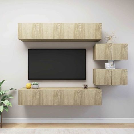 vidaXL 6 Piece TV Cabinet Set Sonoma Oak Engineered Wood (1/5)