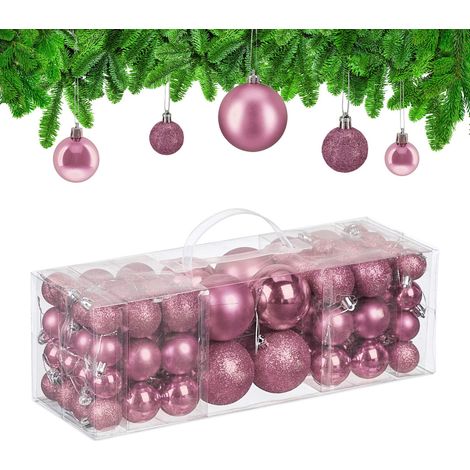 Juego de 76 adornos navideños para árbol de Navidad: mate, brillante y con purpurina