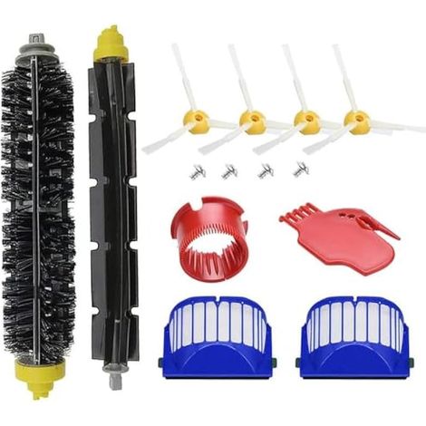 Kit de Pièces de Rechange pour Aspirateur irobot Roomba 600 Series 694 676 675 692 695 677 671 690 680 660 650 620 614 610 600 & 500 Series 595 585 564 T, 1 Jeu Principal Brosse, 2 Filtres, 4 Brosses