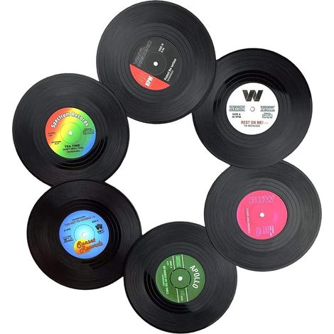 Dessous de Verre en Vinyle Rétro CD Tapis de Table sous Plat Decoratif Decoration Chambre Mur Aesthetic Room Decor pour Boissons Café Thé Bière (1/5)