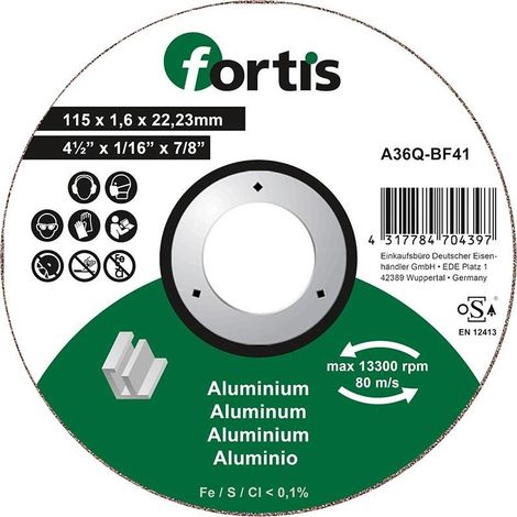 Taglio Disco Alu-Ne 115 Mm X 16 Mm Curvo Fortis