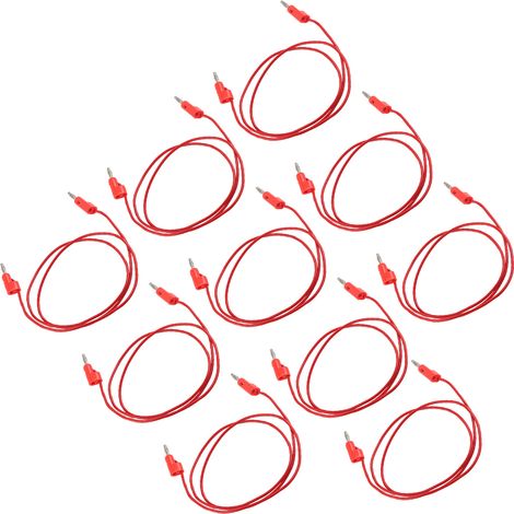 Satz mit 10 Bananenstecker-Messleitungen (Stecker-Stecker), Messingkern, elektrische Prüfgeräte J.70006, 4 mm, rot (1/5)