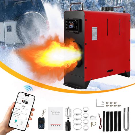 Jiubiaz Riscaldatore diesel ad aria – 8 kW – 12/24 V – Bluetooth, LCD e telecomando – 4 uscite aria – verticale – serbatoio 5 L – tutto in uno (1/5)