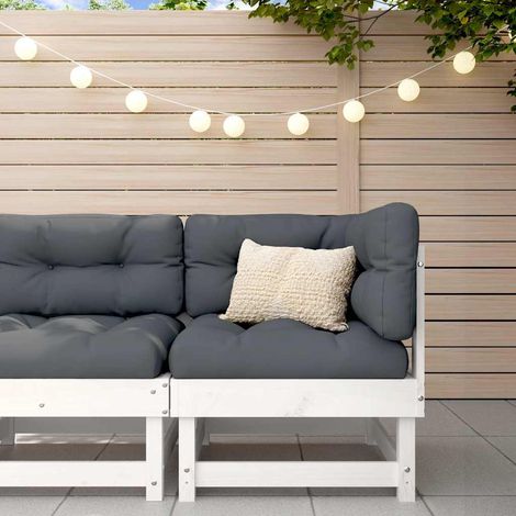 Canapé d'angle de jardin en bois de pin massif blanc avec coussins anthracite 61x61x62 cm - PANGIVO (1/5)