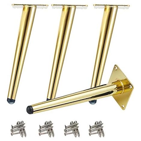 4 pièces Pieds de table obliques Pieds d'armoire en métal, Pieds de meubles de cône, 201 acier inoxydable, D'or, 30 cm de hauteur, Base silencieuse antidérapante pour canapés, tables et autres meubles (1/5)