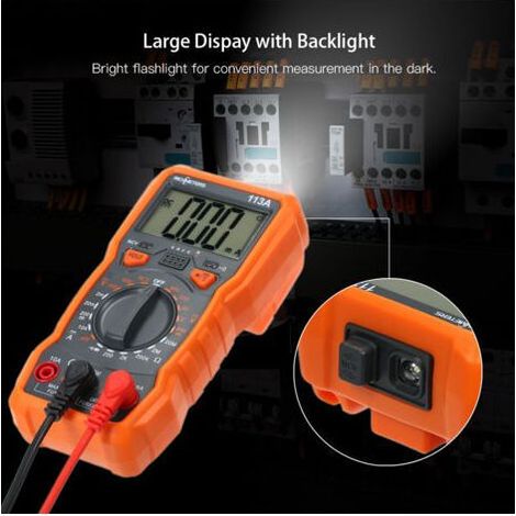 RICHMETERS RM113A NCV Multimètre numérique 2000 points HFE Compteur de mesure de tension AC/DC avec aspiration magnétique Flash Light Rétroéclairage Grand écran Multimètre (1/5)