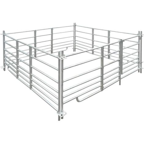 vidaXL Corral para ovejas de 4 paneles acero galvanizado 183x183x92 cm (1/4)