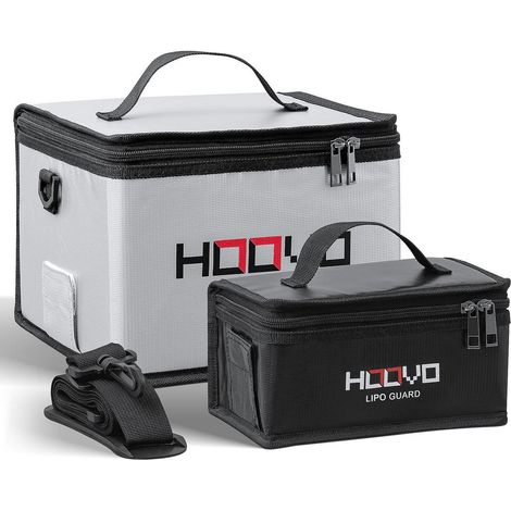 Sac de sécurité Lipo ignifuge, lot de 2, grande et petite taille, pour batteries et appareils électroniques (1/5)