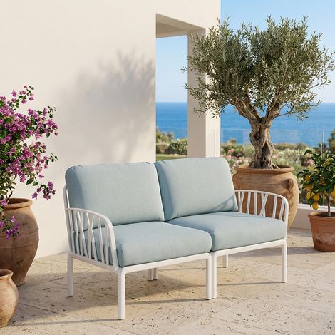 Divano 2 Posti "Komodo" set salottino da esterno e giardino in polipropilene fiberglass -Tortora / Grigio (1/5)