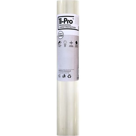 TI-Pro Clear Self-Adhesive Carpet Protector Film Roll 600mm x 50m - DIY Heavy Duty Waterproof Floor Protection, 1 Pack