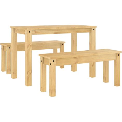Set da Pranzo 3 pz Panama in Legno Massello di Pino vidaXL (1/5)