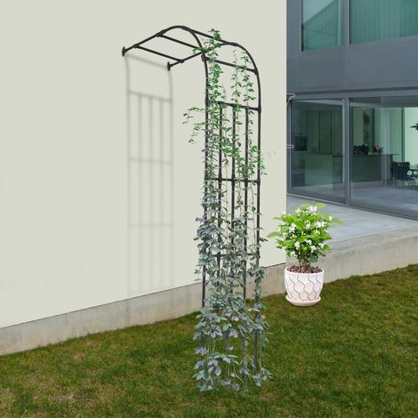 Trellis demi-arc galvanisé, arche de jardin, structure solide pour soutenir les plantes grimpantes. Ce treillis de jardin semi-arqué allie esthétique et solidité (noir, 1,2 x 2,6 m). (1/5)