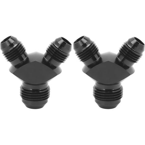 Adaptateur de bloc en Y, raccord AN8 à 2AN6, anodisé noir universel, anti-fuite, pour ligne de tuyau de carburant, 2 pièces (1/5)