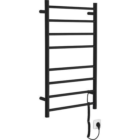 Radiateur sèche-serviettes électrique REDONDO, rond, 500x900 mm, 75 W, noir mat (1/4)