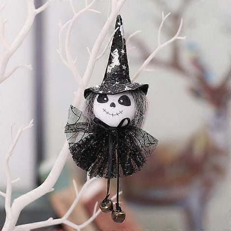 Décoration d'Halloween : fantôme, sorcière, citrouille, poupée sans visage, horreur, effrayant, pendentif à suspendre, ornements pour une fête d'Halloween réussie. (1/2)
