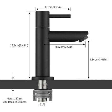 NALOOKAMIC Robinet de Lavabo Facile à Installer en Acier Inoxydable noir Robinet de Lavabo de salle de bain pour le Ménage (1/4)