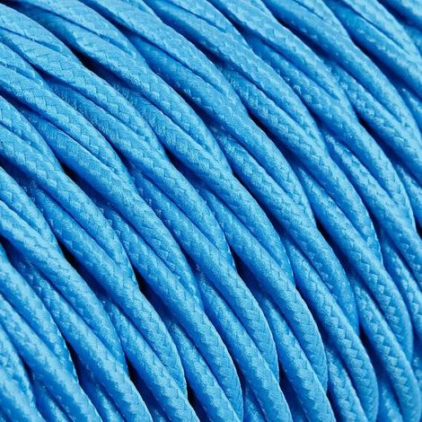 Câble Electrique Bleu en Textile Torsadé 3x0.75mm² - Fil Electrique Tissu