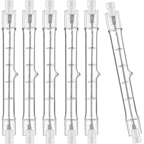 R7S Tige halogène 118mm, Ampoule halogène r7s 118mm, Ampoule de plafond 200W 230V 2700K blanc chaud, Ampoule spot Dimmbar pour éclairage paysager, pack de 6 [Classe énergétique G]. [Classe énergétique (1/5)