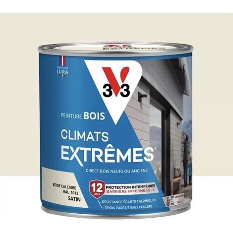 Peinture bois V33 Climats Extrêmes Satin Beige calcaire 0,5 L (1/3)