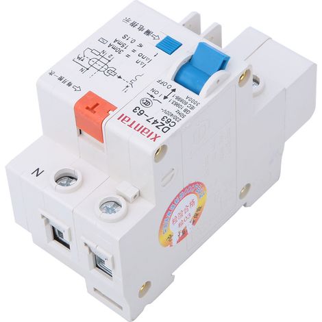 Disjoncteur différentiel DZ47LE 1P+N 230/400V 50Hz 60A 4kA courbe C protection fuite à la terre (1/5)