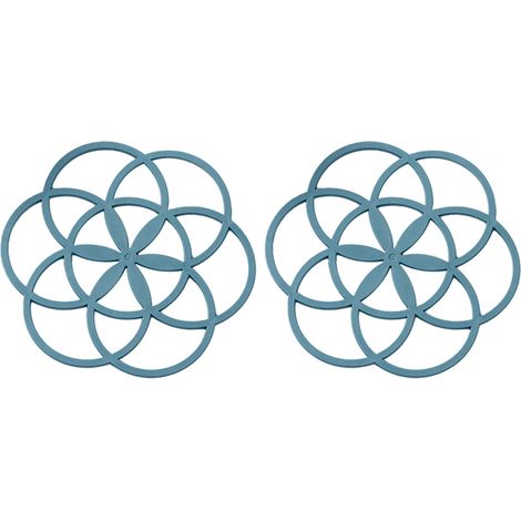 Lot de 2 dessous de plat en silicone épais, antidérapants et résistants à la chaleur, pour poser plats chauds, casseroles et poêles sur la table. (1/5)