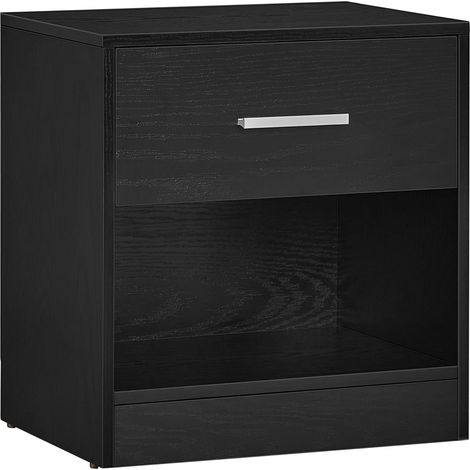 Vasagle – Table de chevet noir classique avec tiroir – Panneau d’aggloméré robuste – Dimensions 39 x 28 x 41 cm (L x P x H) – Tiroir silencieux (1/5)