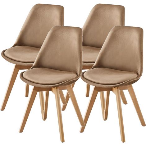 Set aus vier skandinavischen FREAM Stühlen TAUPE