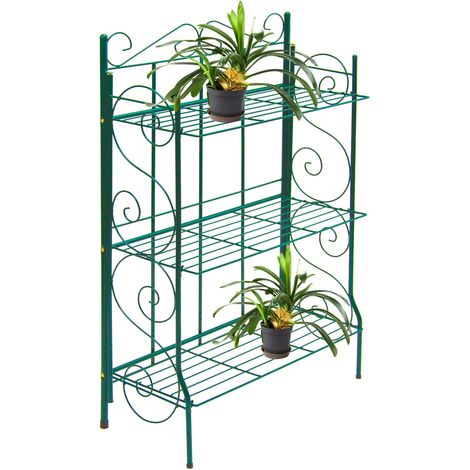 Sklopný regál na kvety 71x31x107 cm 3 police Antik, zelený