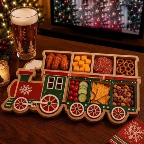 Servierplatte für Weihnachtssnacks - Unterteilte Festtags-Vorspeisenplatte - D -