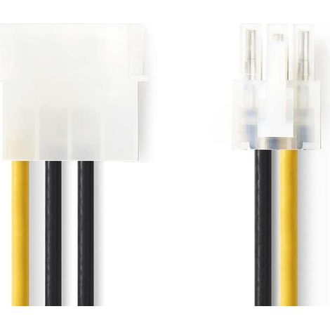 Cable de alimentacion interno macho molex pci express macho chapado en oro 020m redondo pvc amarillo negro sobre