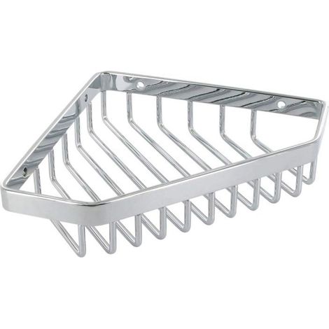 Porte accessoires d'angle - Matériau : Inox - Décor : Chromé - Hauteur : 40 mm - Profondeur : 165 mm - Largeur : 165 mm - TCASYSTEM