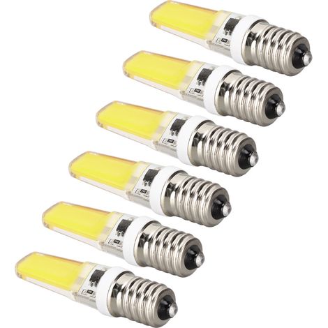 6er-Pack Mini-E14-COB-Lampen, 360°-Beleuchtung, blendfreier Silikon-Kühlkörper, für Kronleuchter und Deckenleuchten, 6500 K kaltweißes Licht (1/5)