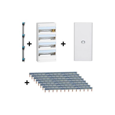 Legrand - DRIVIA - Coffret 4 rangu00e9es - 13 modules + Peigne V et H + Porte - Ref. : 401214+405002+404926x8+401334 (1/2)