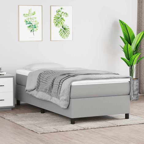 Cadre de lit à lattes 90 x 190 cm en tissu gris clair, 23.4kg - PANGIVO (1/5)