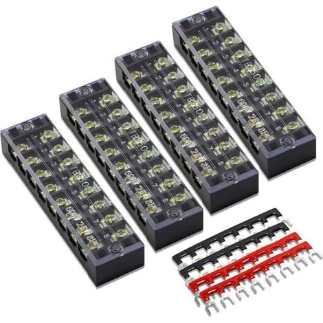 Boîte de jonction à 8 broches (4 unités), barrette de court-circuit à 8 broches (4 unités), bornier en cuivre TB1505