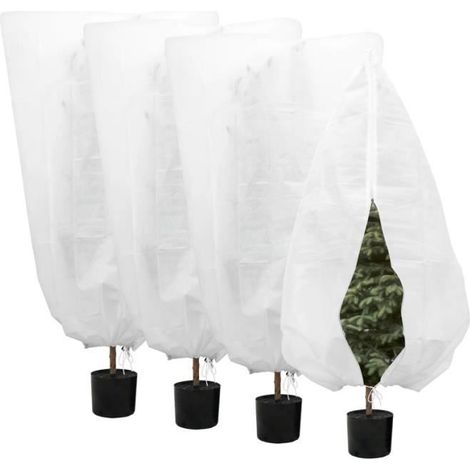 Pflanzenschutzhauben - Set aus 4 Wintervliesen - 100 x 120 cm - Mit Zugband und Verschluss
