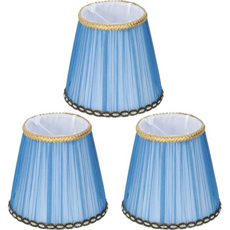 3er-Set Stofflampenschirme mit E14-Klemmfassung für Kronleuchter, Wandleuchten, Tischlampen und Innendekoration (Dunkelblau) - Crezuo
