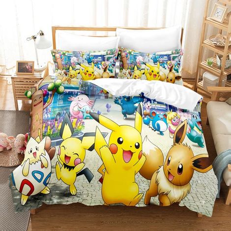 KLVGTIFS PU - 3 Pièces Housse de Couette ,Housse de Couette 140x200cm +2 Taies d'oreiller 65x65cm en Microfibre Super Douce Animé 5 (1/5)