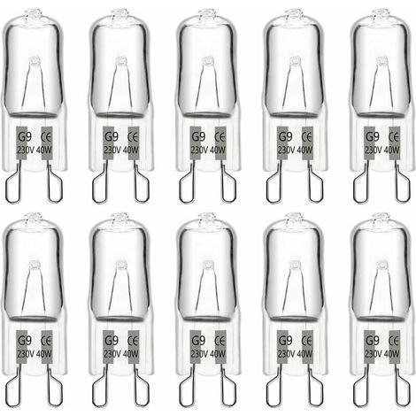 Ampoule Halogene G9 40W 230V, 480LM 2900K Blanc Chaud Dimmable, G9 Ampoules Capsule, pour Lustres, Lampes de Paysage, Appliques Murales, Éclairage d'armoire, Lot de 10 (1/5)
