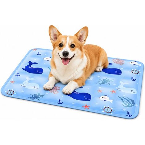 Alfombrilla refrescante para perros, Colchón transpirable antideslizante para perros, Manta refrescante lavable para jaula, caseta, Azul (1/5)