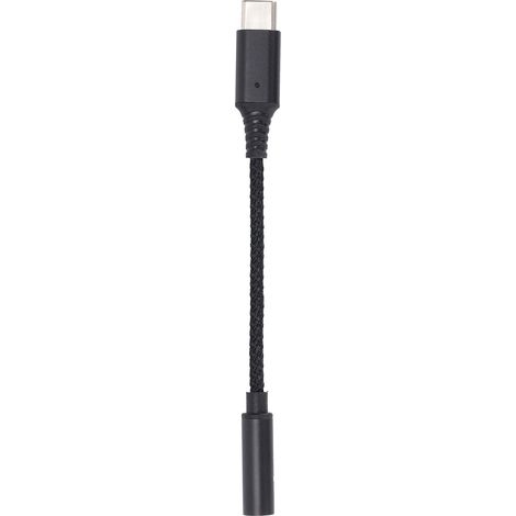 Adaptateur USB-C vers Jack Femelle 3.5mm avec Câble Tressé Nylon pour Casque Audio - Noir (1/5)