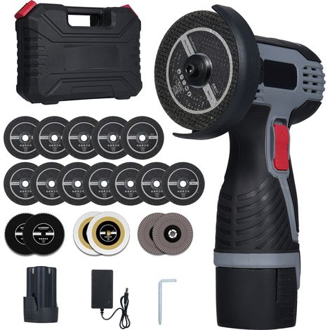 [JAMAIS UTILISÉ]Meuleuse d'angle sans fil 28 000 tr/min, mini-meuleuse d'angle avec batterie 16,8 V 2 x 1 500 mAh, lames de coupe et affichage numérique LED pour la découpe de briques et de bois polis (1/5)