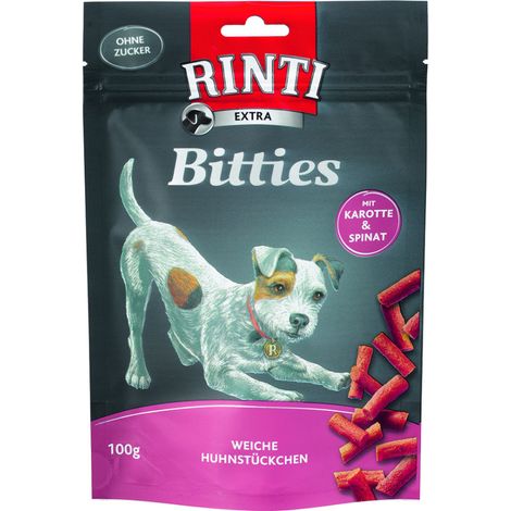 Rinti Extra Bitties Hundesnack 100 g Huhn, Karotten & Spinat Trockenfutter Hunde