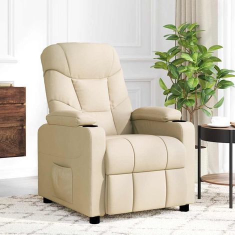 Fauteuil de massage-Chaise de relaxation-Fauteuil Relax Crème Tissu 537633 (1/5)