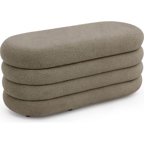 Panca imbottita con contenitore in tessuto teddy 100 cm PUFFO Moka (1/5)