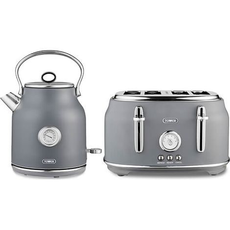 Tower Renaissance Kettle and 4 Slice Toaster Grey