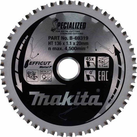Makita B-69319 Efficut TCT Metal Cutting Circular Saw Blade 136mm x 20mm x 40T (1/3)